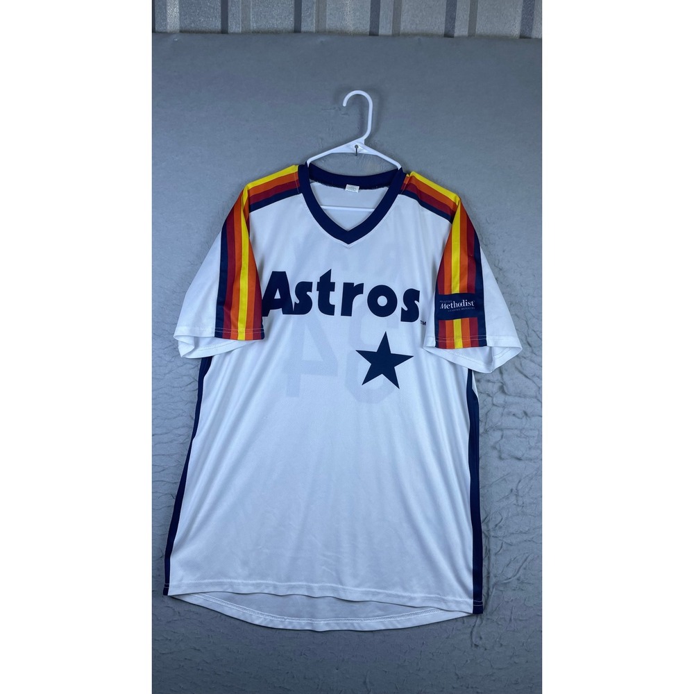 Houston Astros Baseball Jersey Mens XL White Excellent Nolan Ryan 34 Rainbow